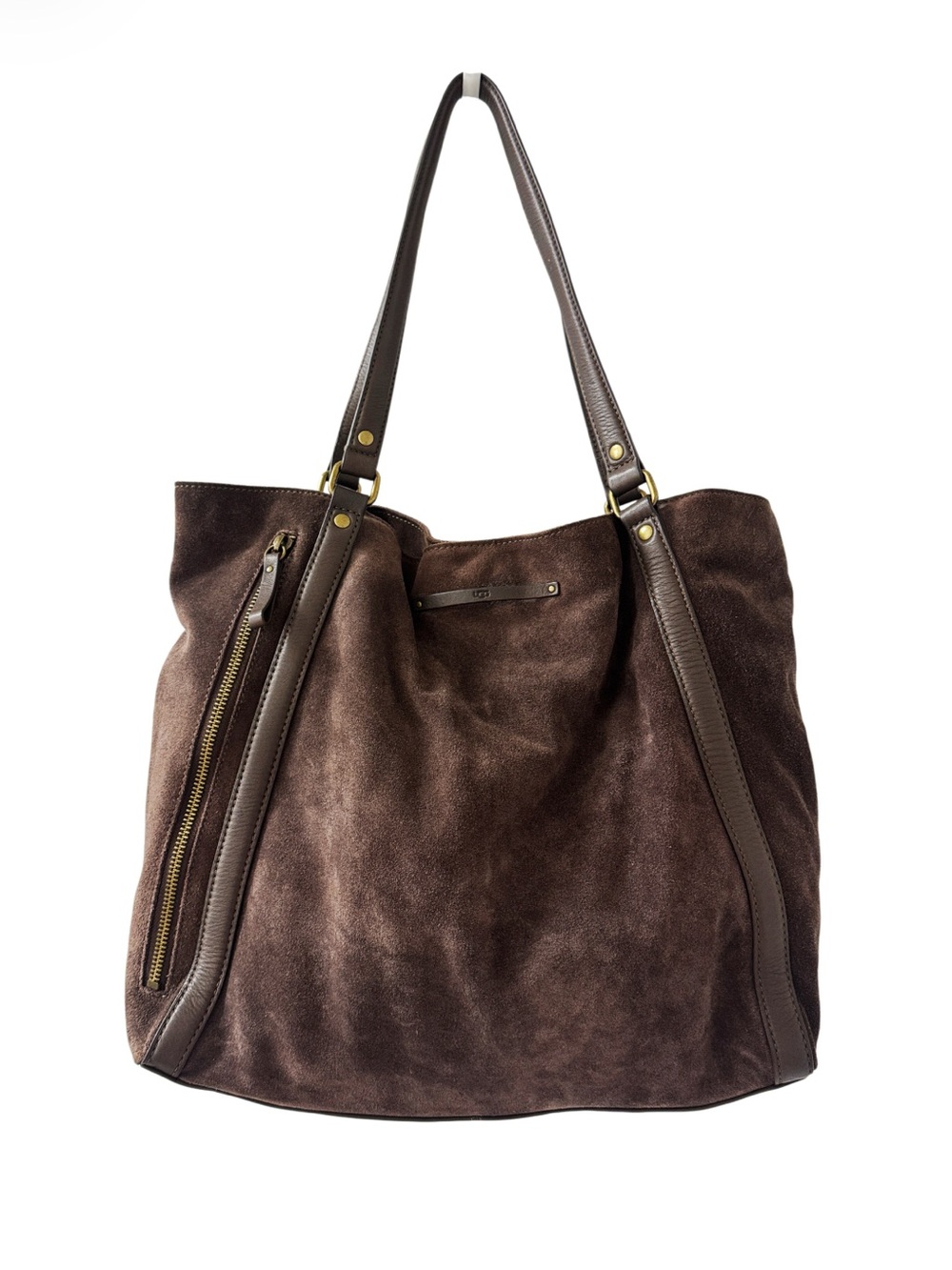 UGG Brown Suede large tote/shoulder Bag, Hobo Style, side-zipper design